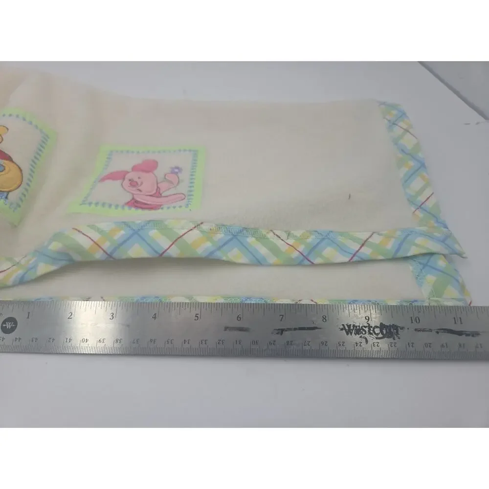 Disney Winnie Pooh Baby Security Blanket Plaid Trim Tigger Piglet Lovey EUC